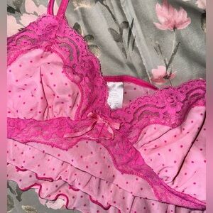 !SOLD! Lace Pink Mesh Cami Top